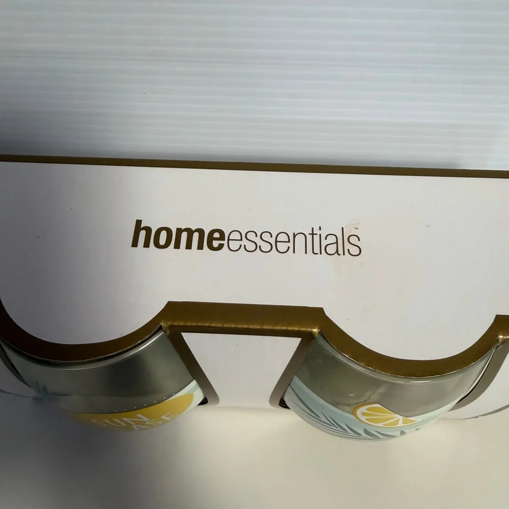 Home Essentials Stemless Wine Glasses Set of 2 Green Yellow NEW Lemon Sun Please